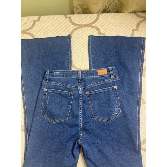 JUDY BLUE HIGH WAIST TUMMY CONTROL FLARE JEANS Raw hem, size 7/28, MSRP $89 - Picture 13 of 15